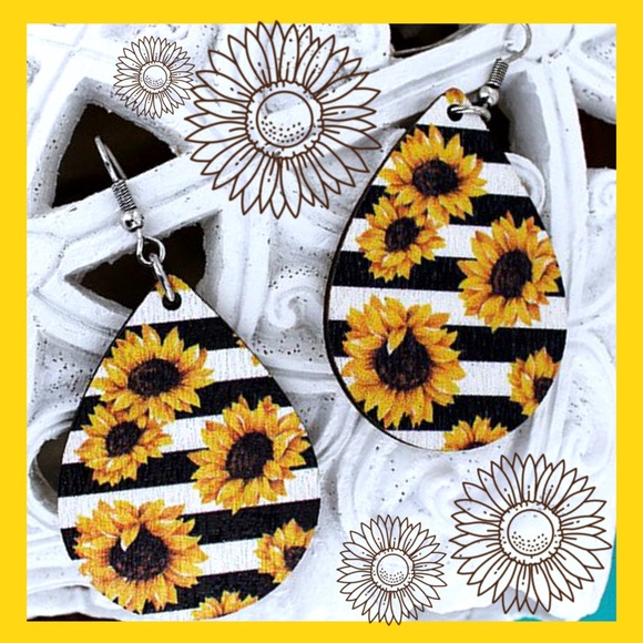 Sunflower Stripe Teardrop Lightweight Wooden NWT - Picture 3 of 7